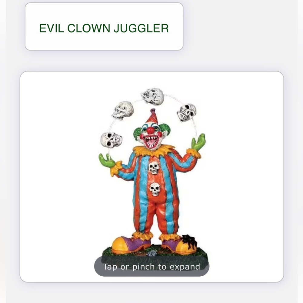 Lemax Spooky Town Carnival Evil Clown Juggler Halloween Village Retired.